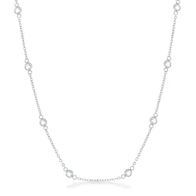 Lecia 16” Silver CZ Round Bezel Saturn Necklace