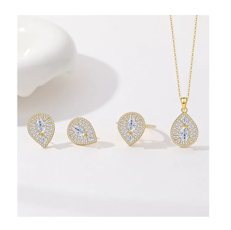 Light luxury water drop zircon pendant s925 sterling silver fashion trend design necklace