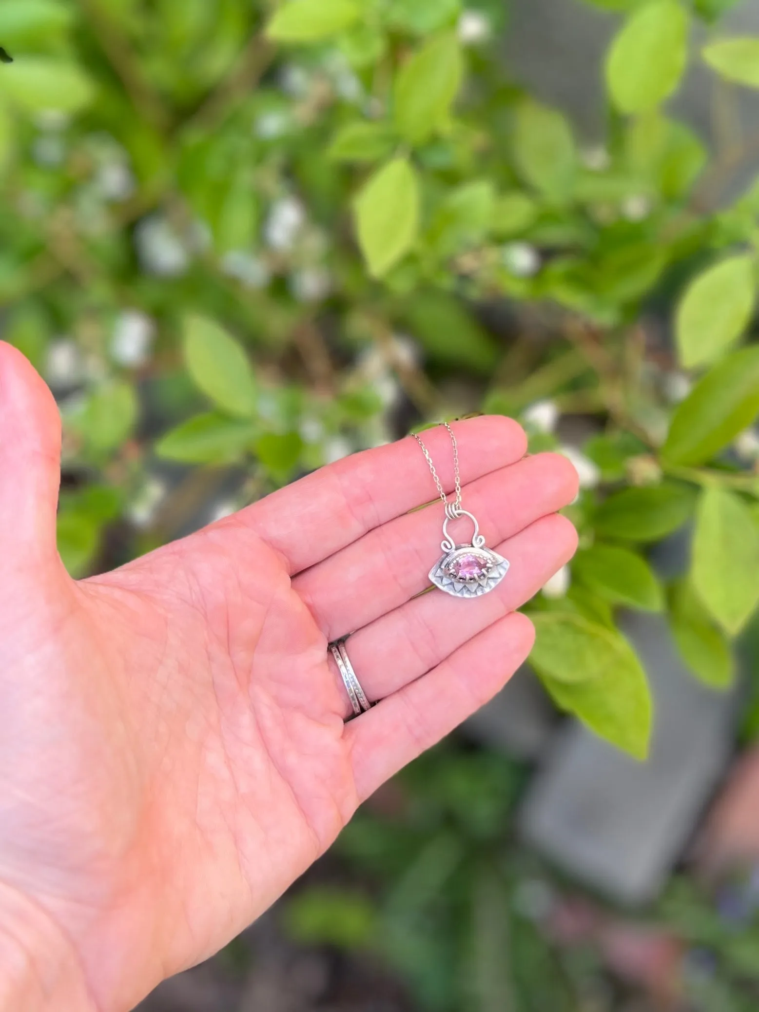 Light Pink Marquise Tourmaline Sun Necklace