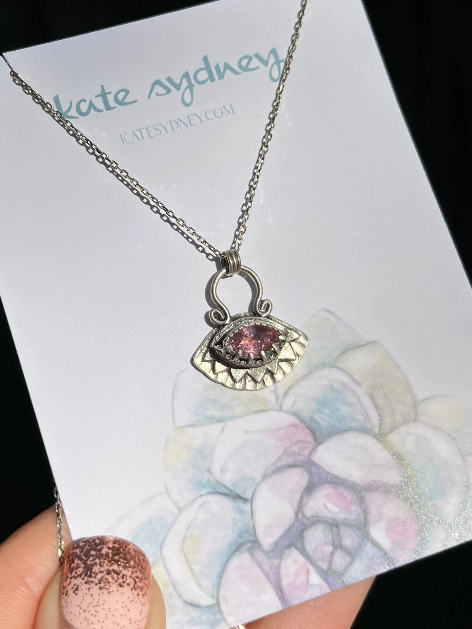 Light Pink Marquise Tourmaline Sun Necklace