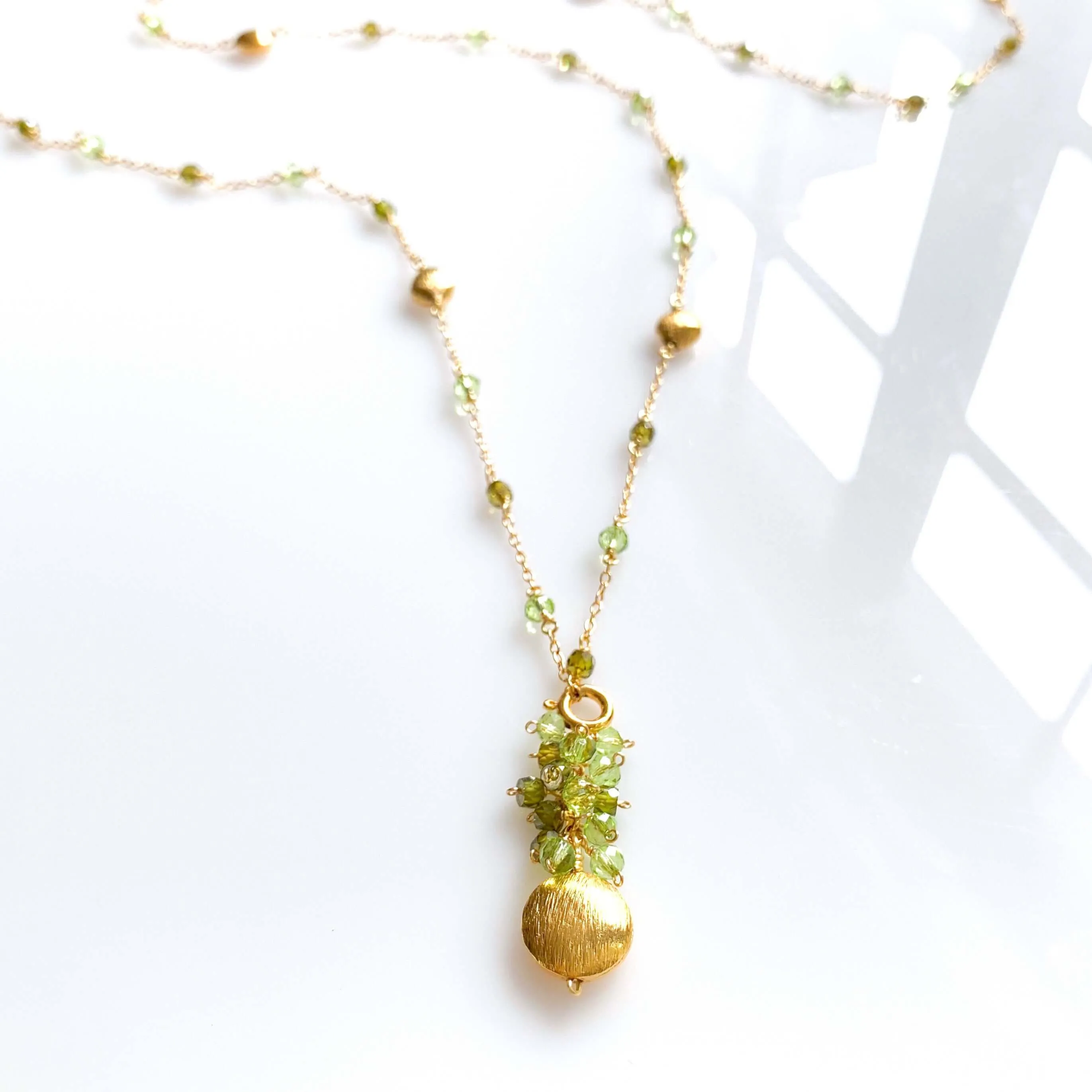 Long Peridot & Green Amethyst Beaded Chain