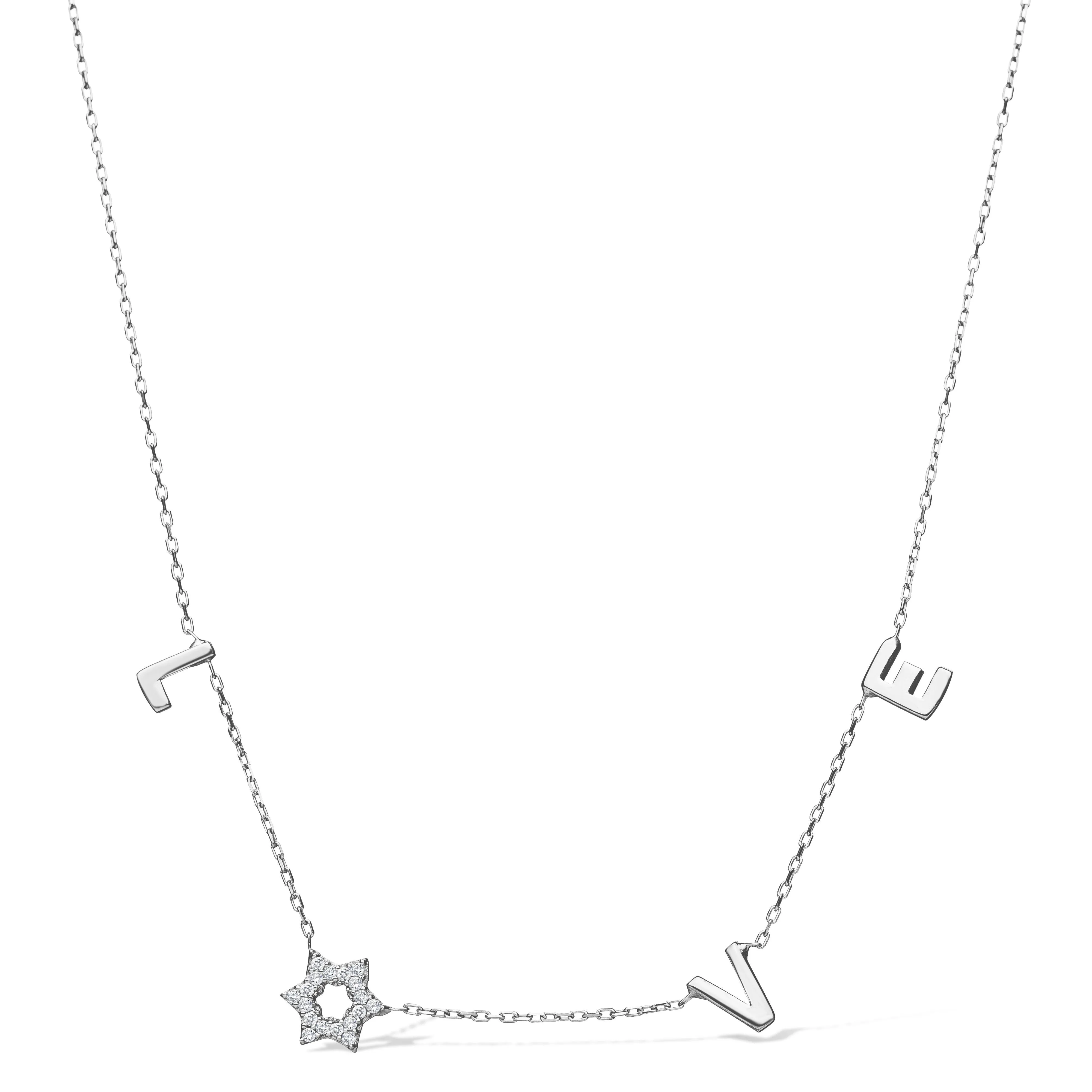 Love Necklace with a Sparkling Jewish Star in the Center