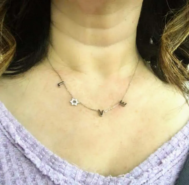 Love Necklace with a Sparkling Jewish Star in the Center