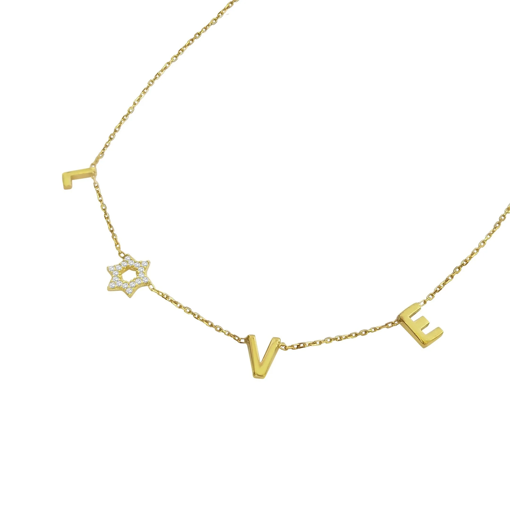 Love Necklace with a Sparkling Jewish Star in the Center