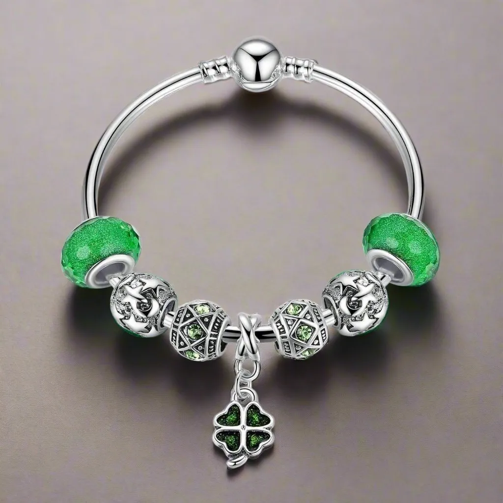 Luck of the Irish Silver Bangle Bracelet for Woman