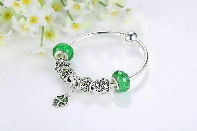 Luck of the Irish Silver Bangle Bracelet for Woman