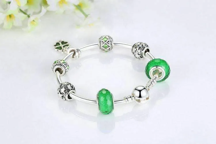 Luck of the Irish Silver Bangle Bracelet for Woman