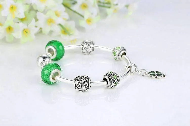 Luck of the Irish Silver Bangle Bracelet for Woman