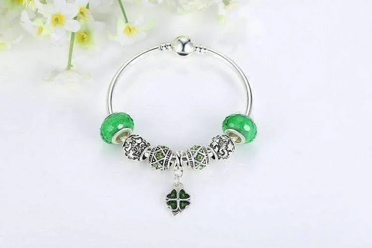 Luck of the Irish Silver Bangle Bracelet for Woman