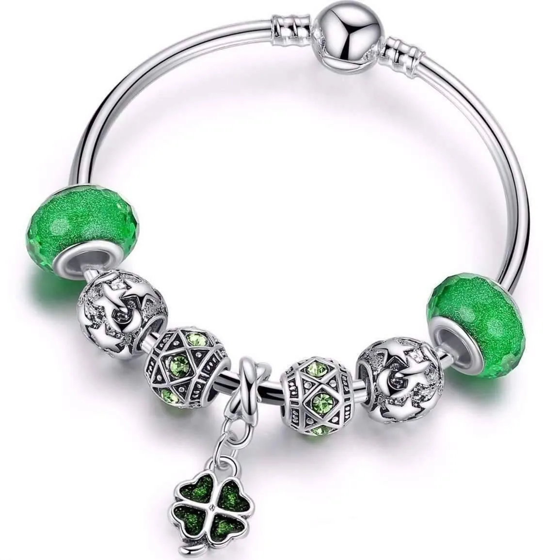 Luck of the Irish Silver Bangle Bracelet for Woman