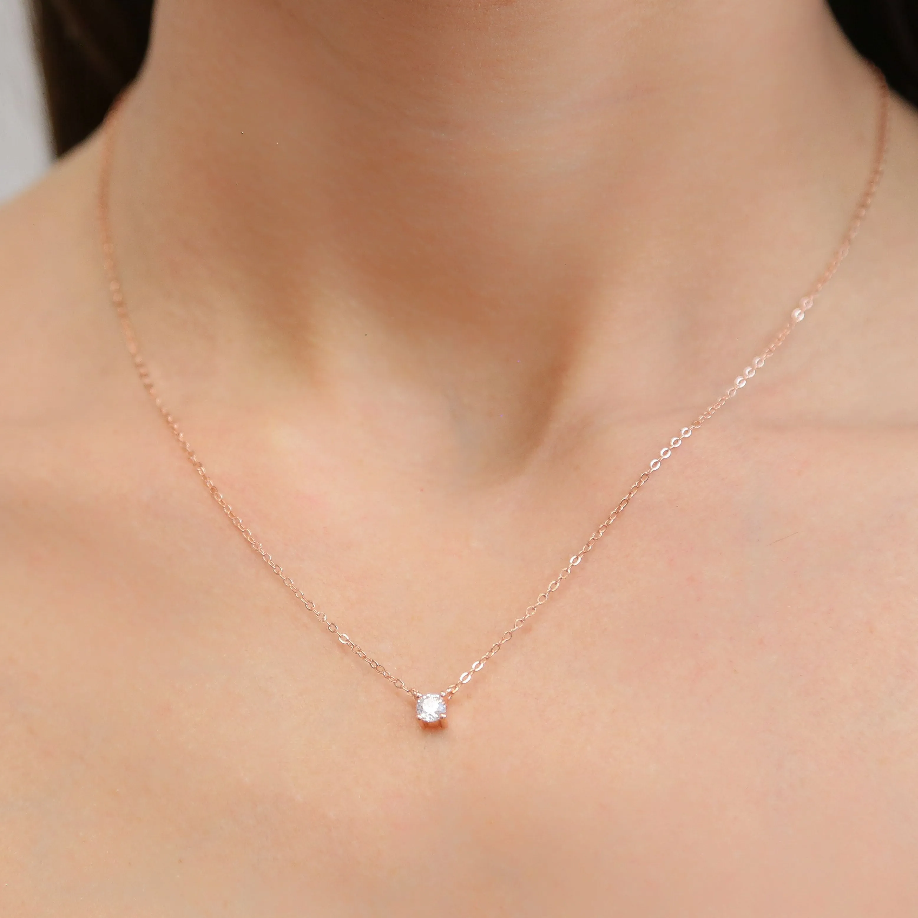 LUMI - Rose Gold Dainty Chain with CZ stone Necklace