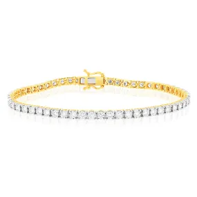 Luminesce Lab Grown 2 Carat Diamond Tennis Bracelet in 9ct Yellow Gold