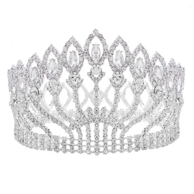 Luxurious Sparkling Crystal Baroque Queen Wedding Tiara Crown