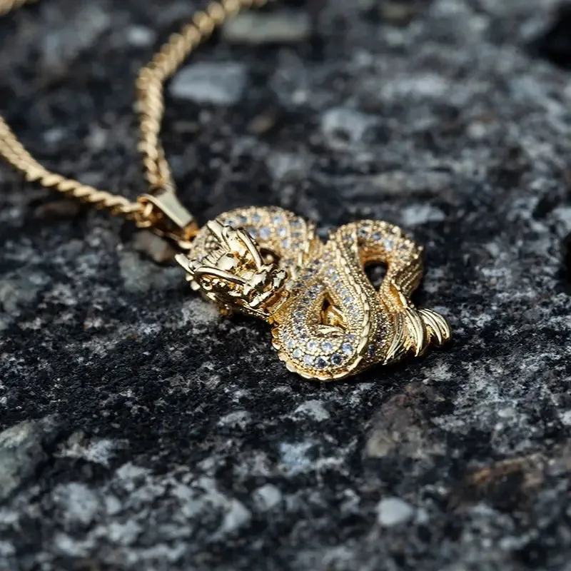 Luxury Gold Color Zircon Dragon Necklace