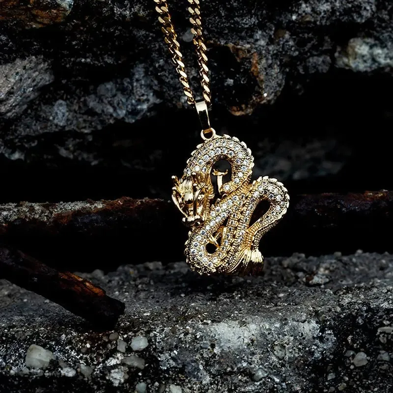 Luxury Gold Color Zircon Dragon Necklace