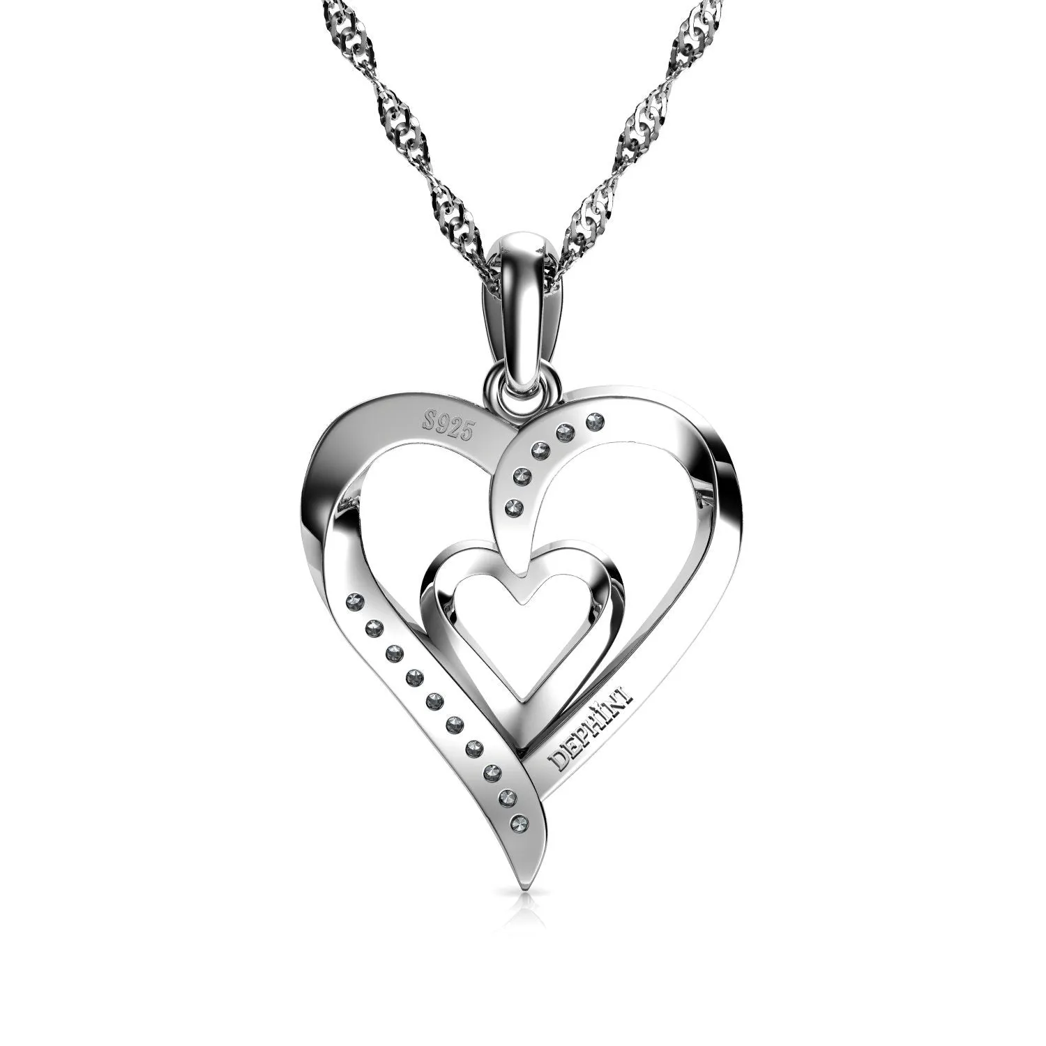 Luxury Jewelry set Necklace Heart Earrings 925 Silver Jewelry Dephini