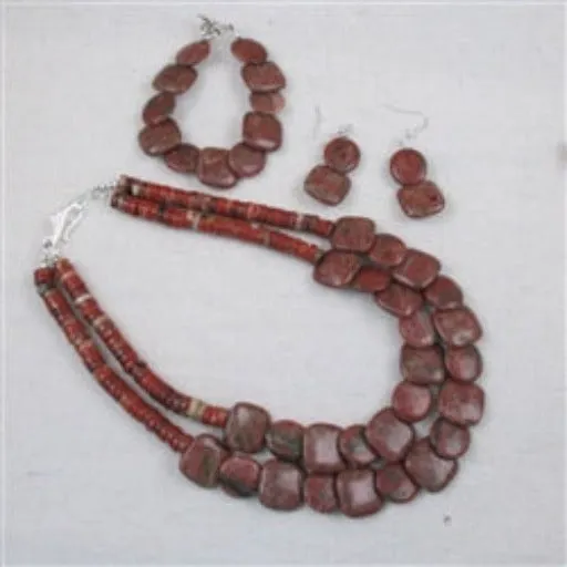 Majestic Stone Designer Jewelry Set in Red Jasper Gemstone