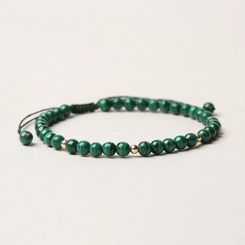 Malachite Stone Woven Bracelet for Men and Women