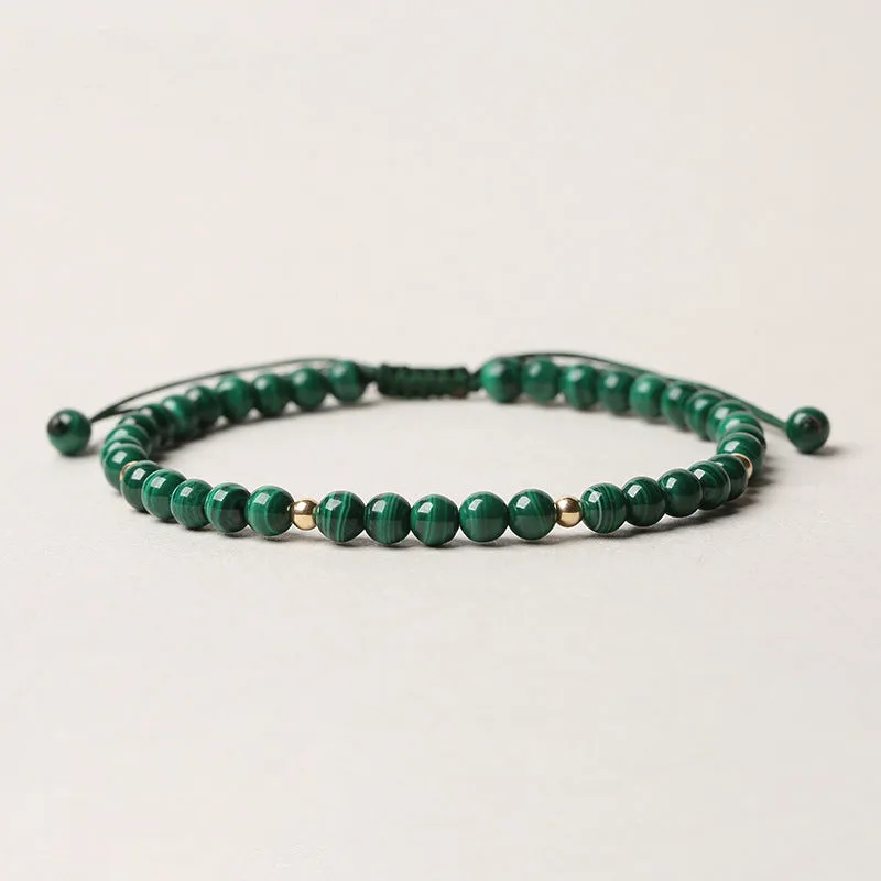 Malachite Stone Woven Bracelet for Men and Women