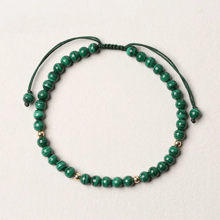 Malachite Stone Woven Bracelet for Men and Women