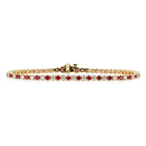 Mark Henry 18k Yellow Gold Alternating Ruby and Diamond Tennis Bracelet