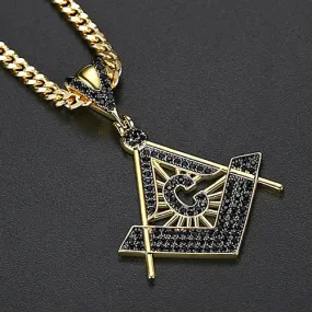 Master Mason Blue Lodge Necklace - Gold & Black Copper Zircon