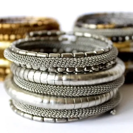 metallic beaded coil bracelet