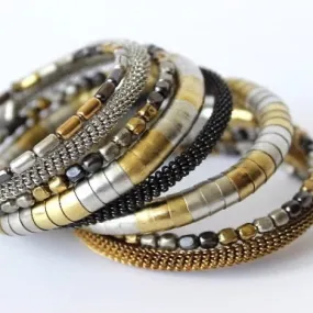 metallic beaded coil bracelet