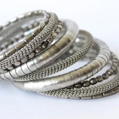 metallic beaded coil bracelet