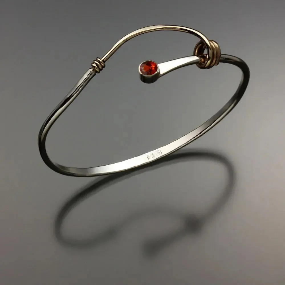 Mexican Fire Opal Bracelet BRA541MFO Sterling Silver and 14K Gold by John Tzelepis Jewelry