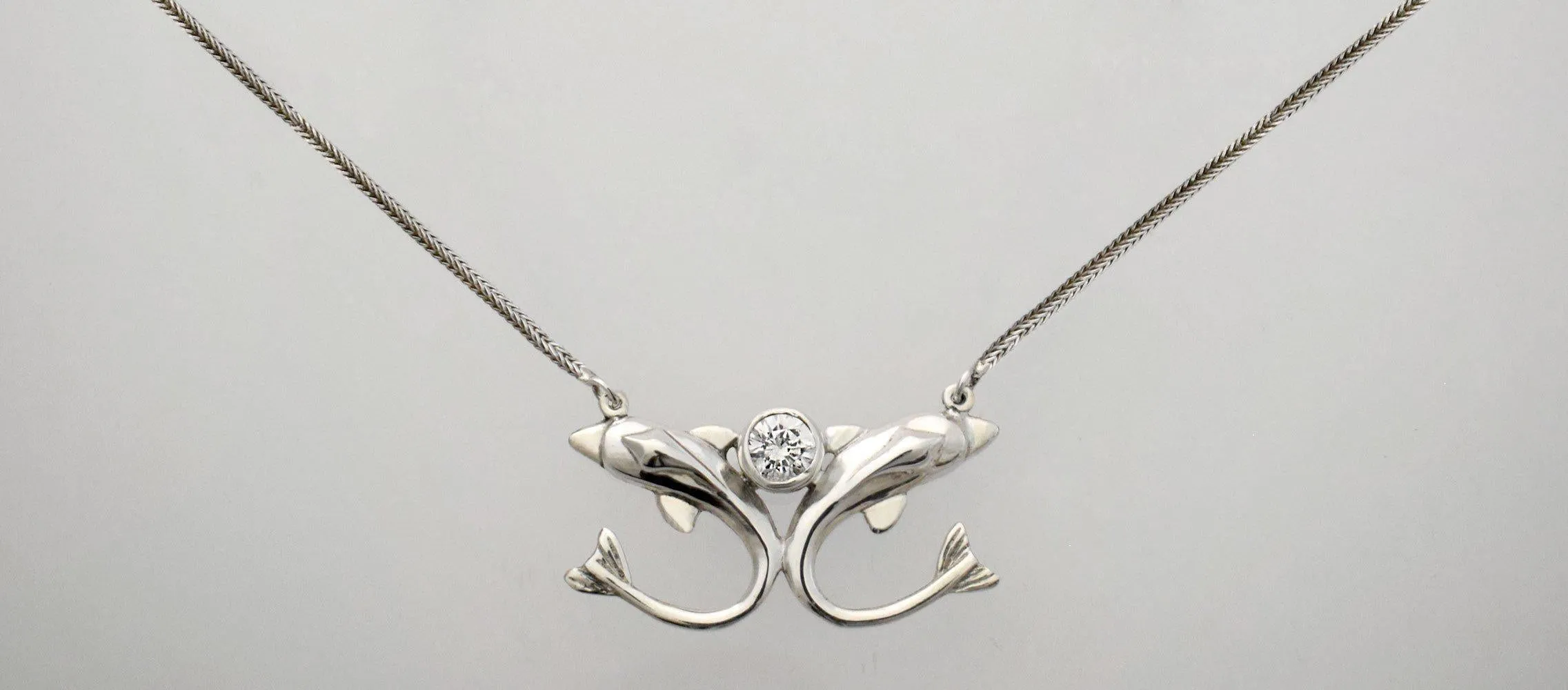 Minoan Dolphins Sterling Silver Necklace (PE-15)