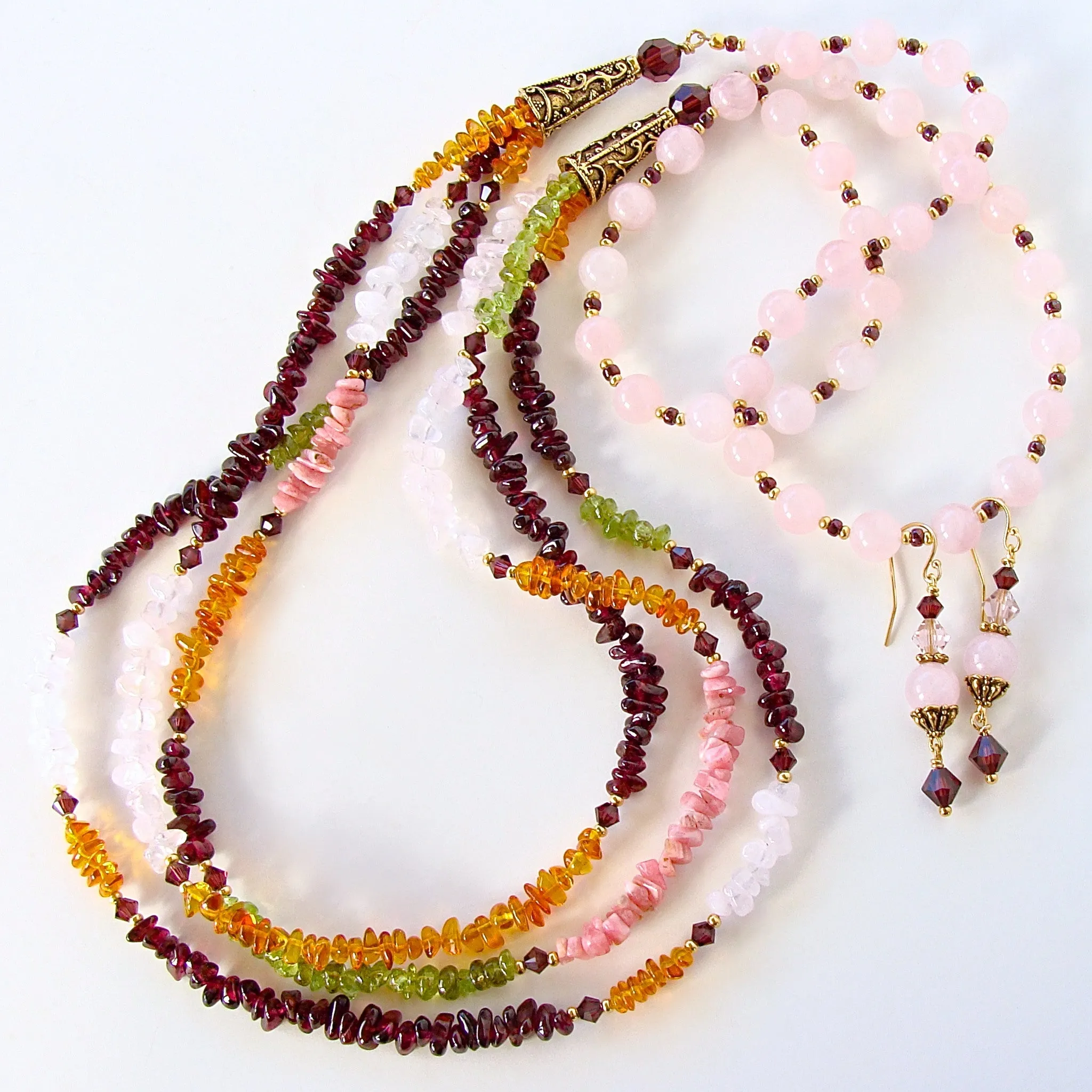 Mirabelle: Garnet and Peridot Necklace Set