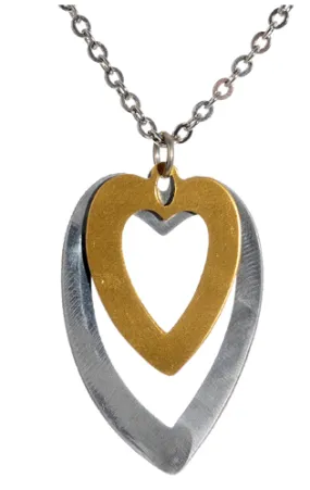 Mixed Metal Double Heart Pendant