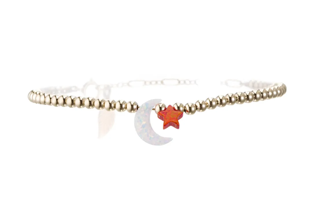 MOON (white)   STAR Opal ANKLET