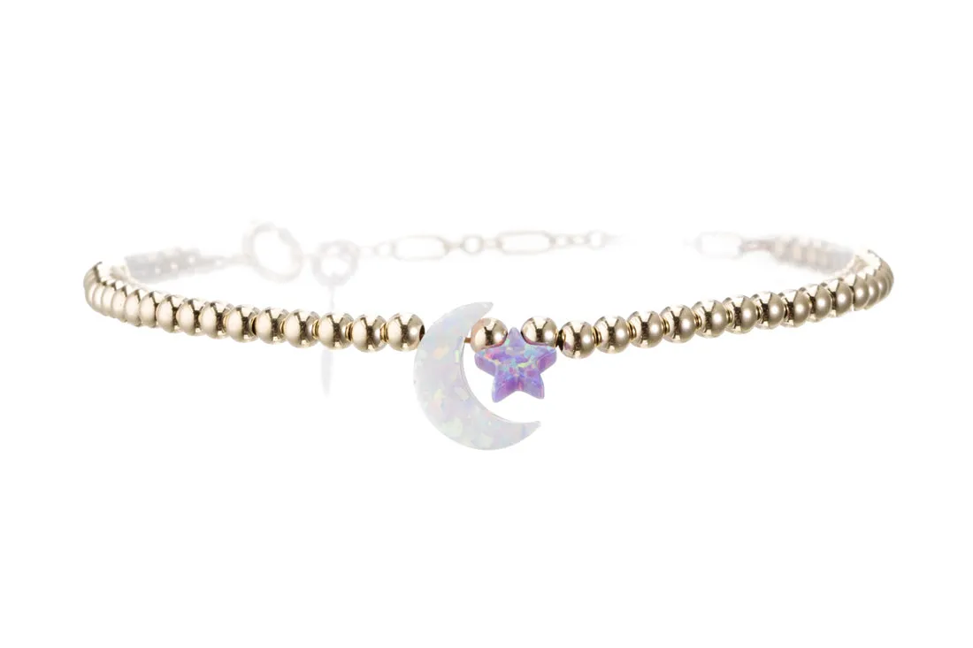 MOON (white)   STAR Opal ANKLET