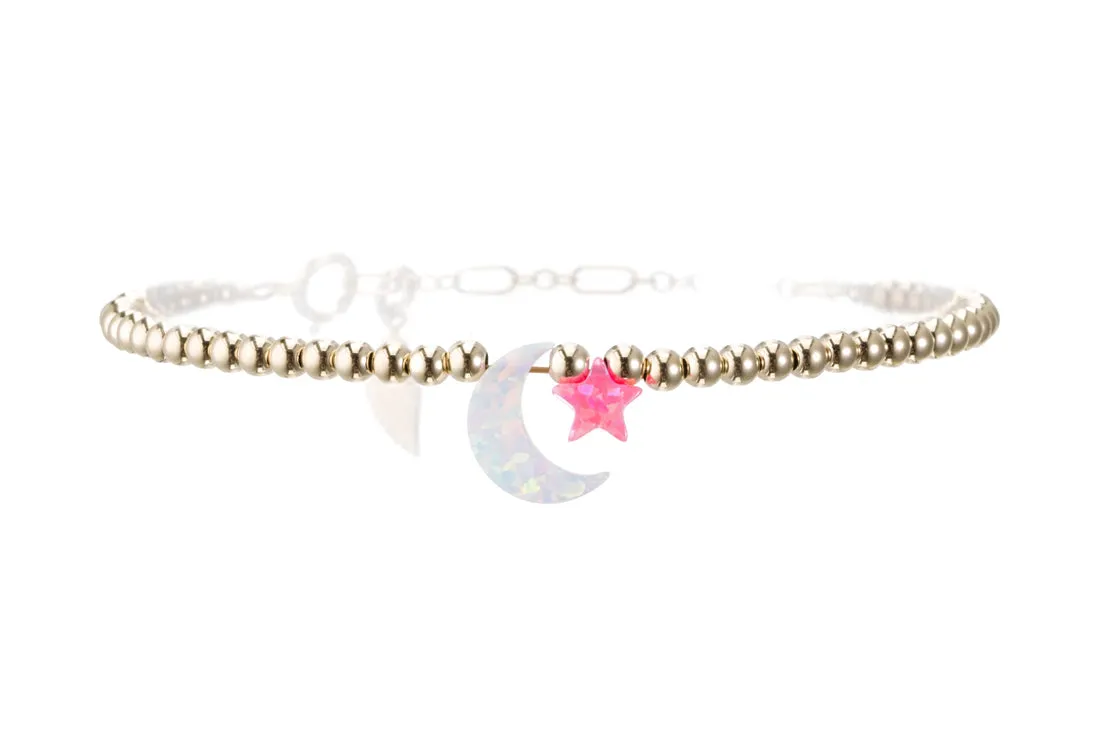 MOON (white)   STAR Opal ANKLET