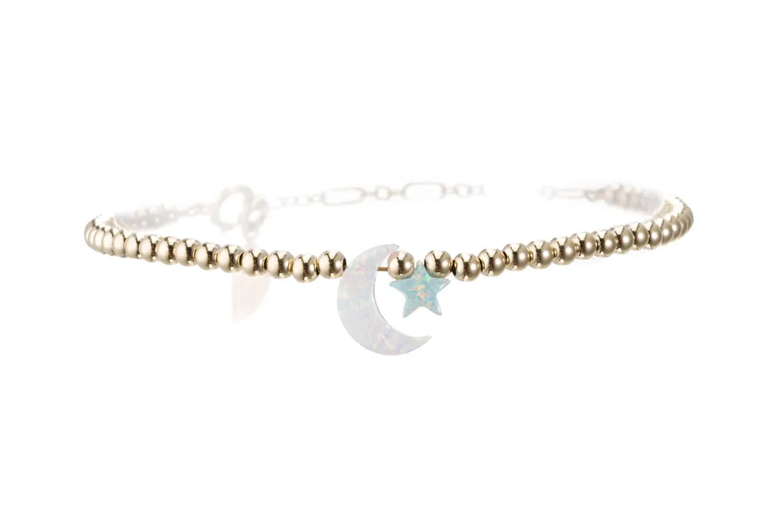 MOON (white)   STAR Opal ANKLET