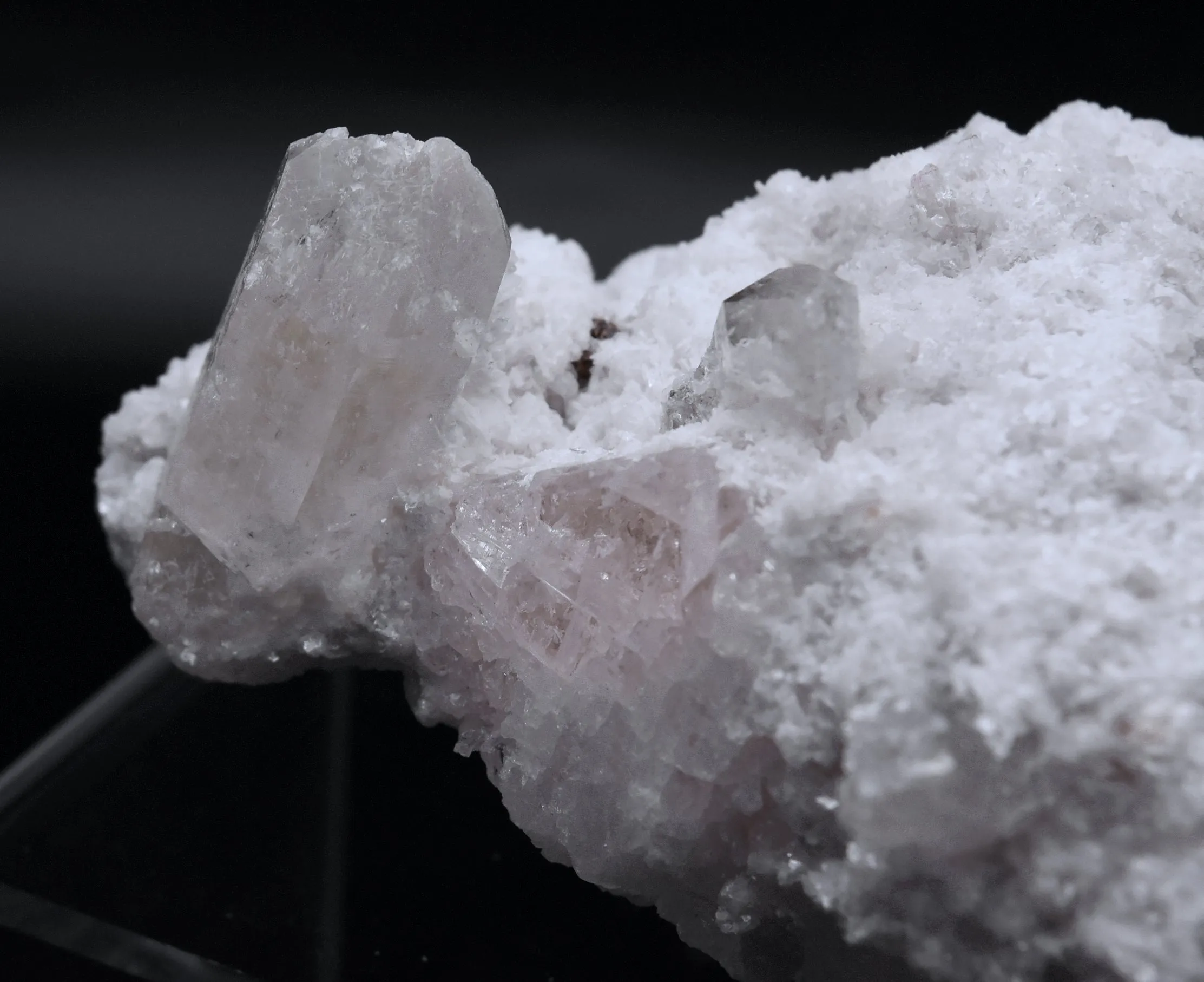 Morganite and Quartz on Matrix Mineral Specimen - Afghanistan