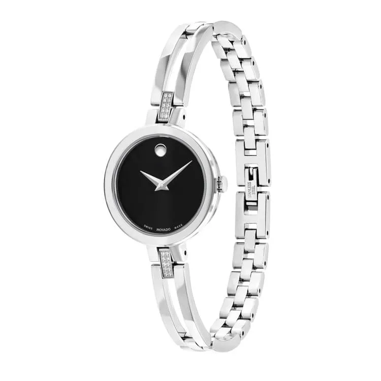 Movado Esperanza 25mm Black Dial Diamond Ladies Watch 0607471