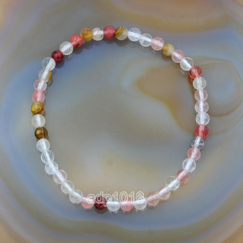 Natural Colorful Volcano Cherry Quartz Gemstone Beads Stretch Bracelet Healing Reiki