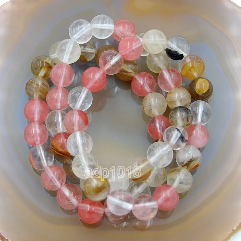 Natural Colorful Volcano Cherry Quartz Gemstone Beads Stretch Bracelet Healing Reiki