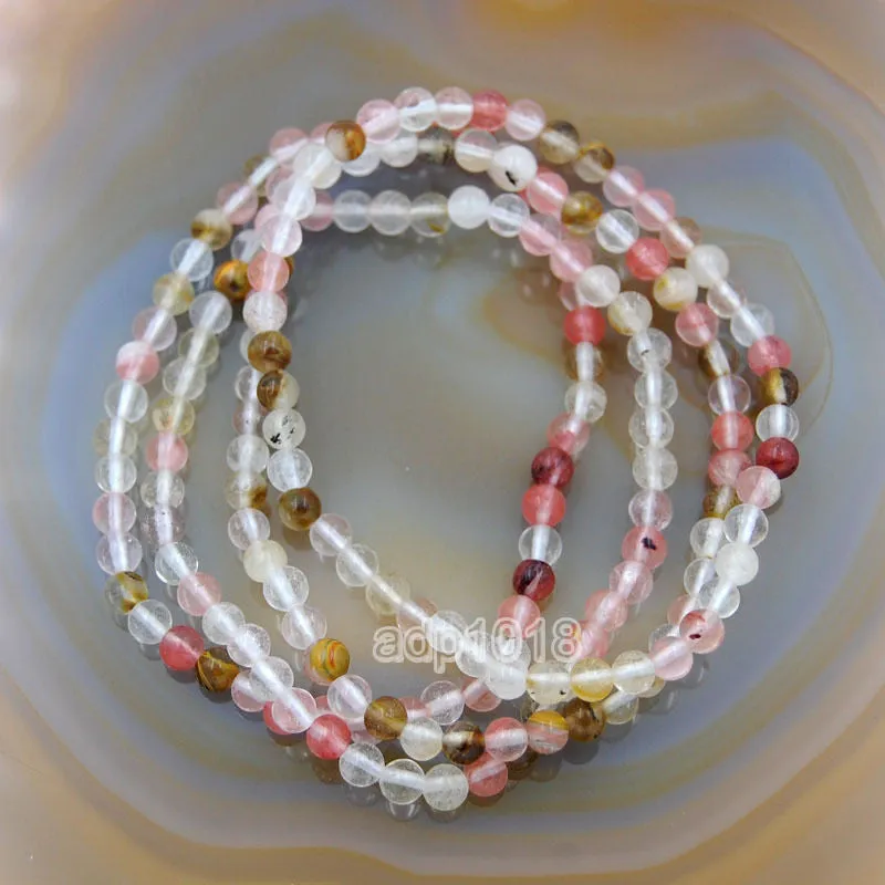 Natural Colorful Volcano Cherry Quartz Gemstone Beads Stretch Bracelet Healing Reiki