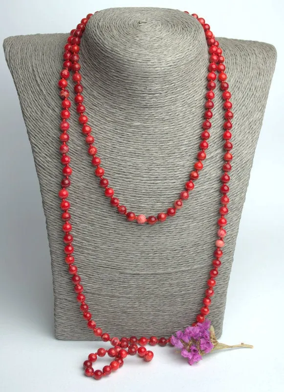 Natural red coral necklace Long multi strand wrap necklace no clasp Genuine antique coral Christmas present idea for her Personalized gifts