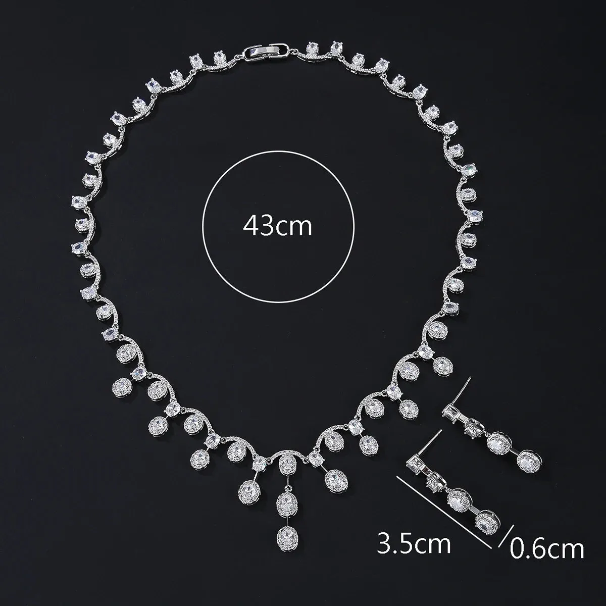 New Design Simple 3A Zircon Drop Shape Women High Quality Party  Wedding Necklace Earring Jewelry Set CN10606