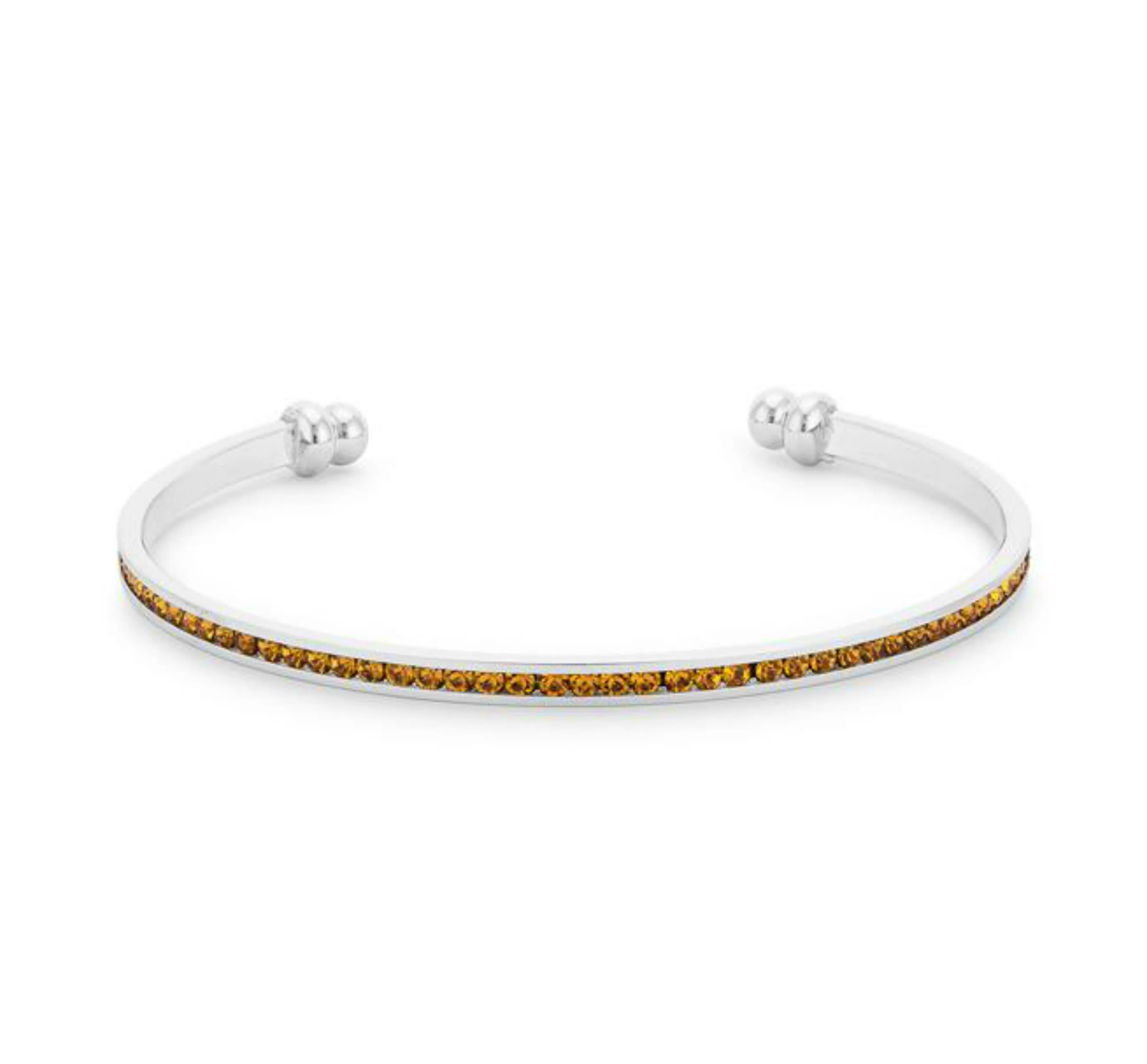 Nico Dark Canary Cubic Zirconia Silver Cuff Bracelet