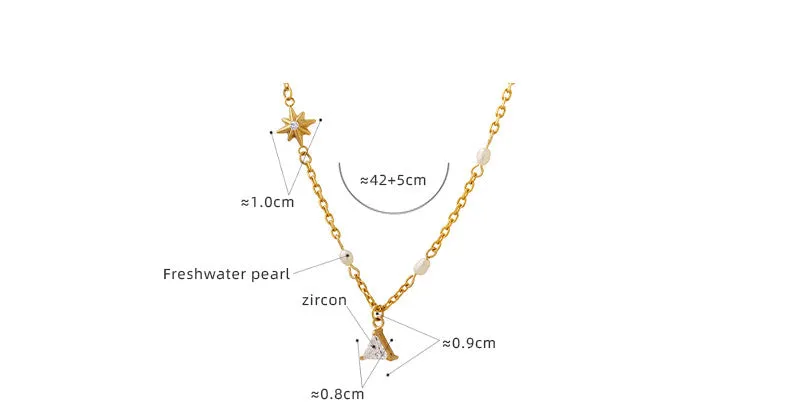 North Star Charm Zircon Triangle Pendant Necklace