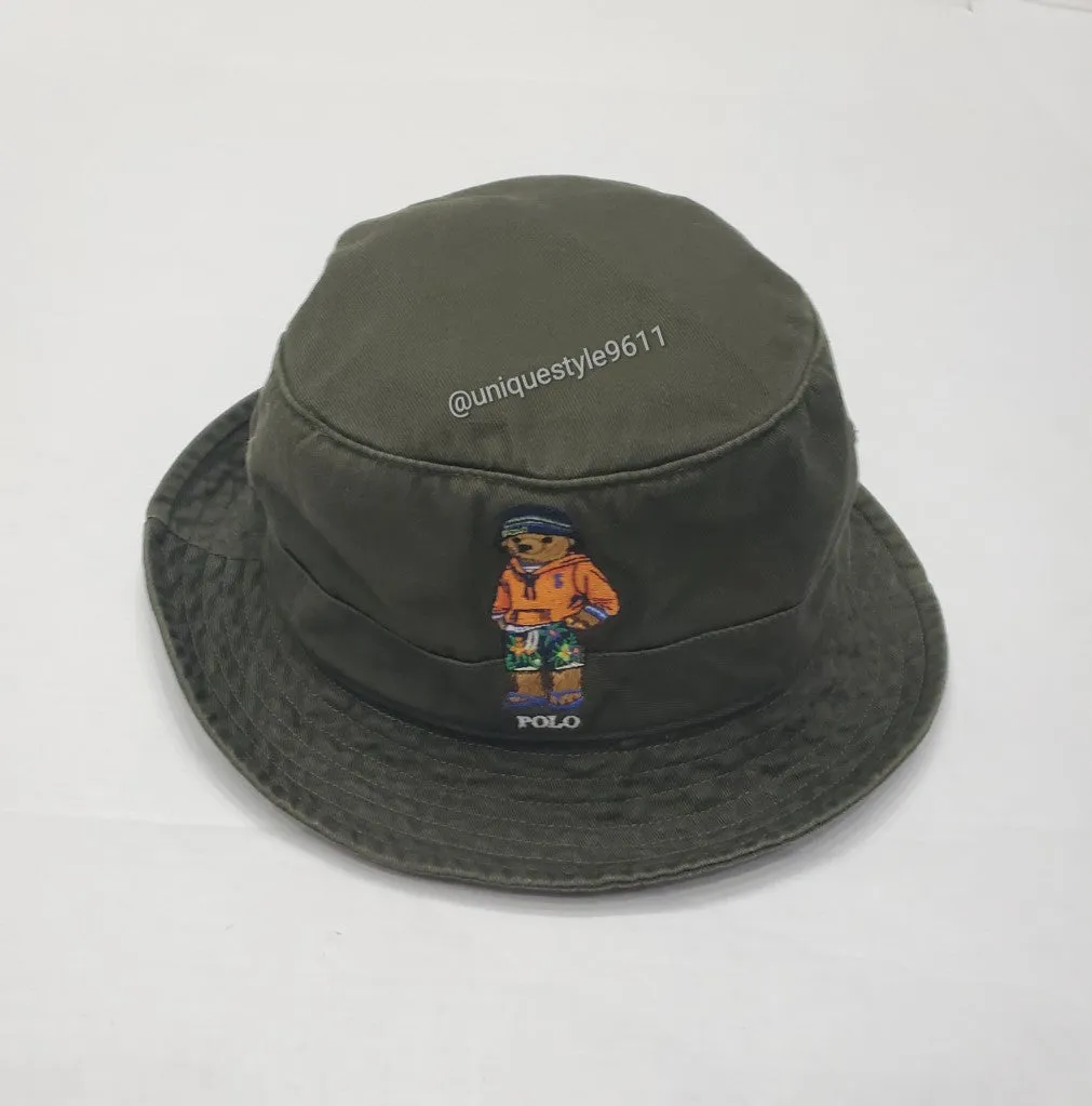 Nwt Polo Ralph Lauren Olive Beach Teddy Bear Bucket Hat