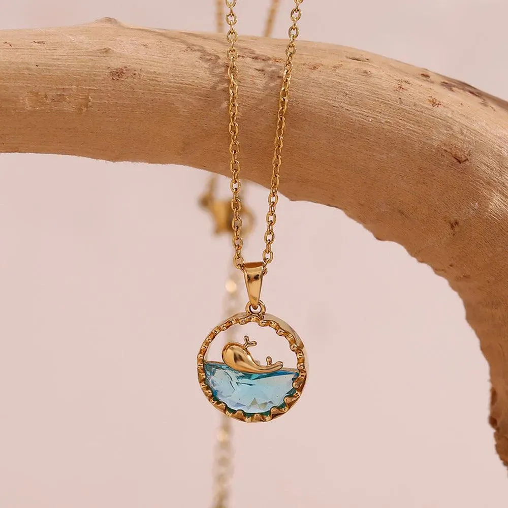 Ocean-Inspired Whale and Sea Pendant Necklace – Fashion Jewelry for Women