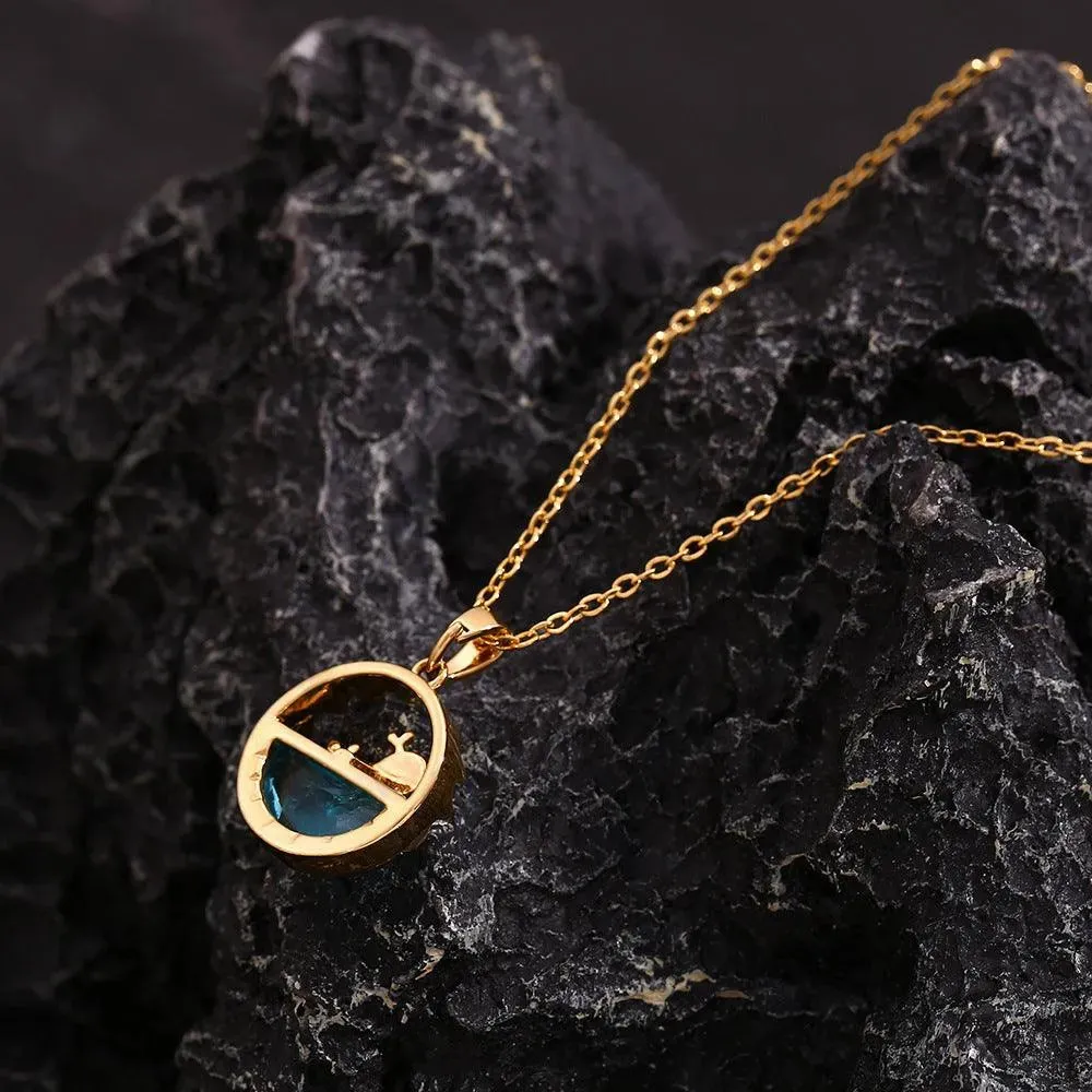 Ocean-Inspired Whale and Sea Pendant Necklace – Fashion Jewelry for Women