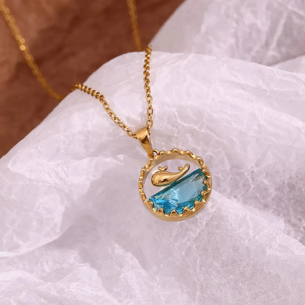 Ocean-Inspired Whale and Sea Pendant Necklace – Fashion Jewelry for Women